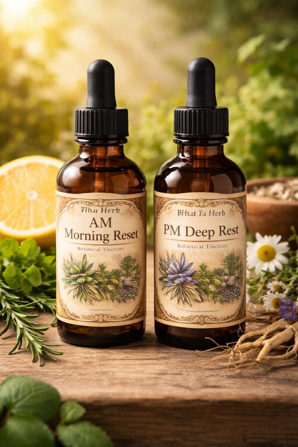 Botanical Tincture Set | AM Morning Reset & PM Deep Rest
