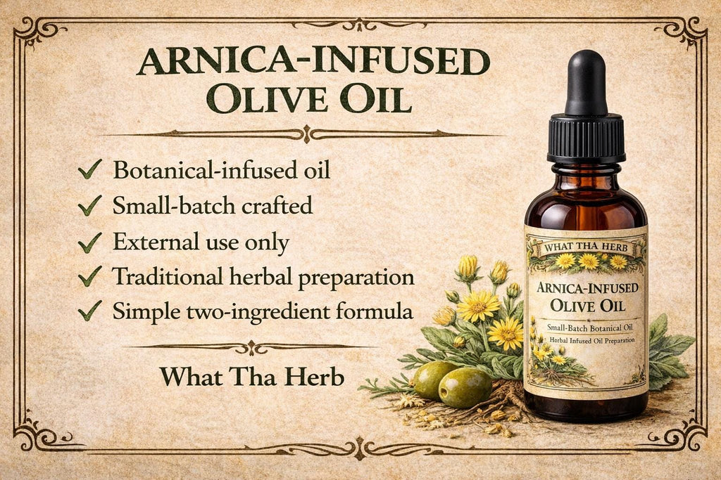 Arnica Infused Olive Oil, Small Batch Botanical Body Oil, Traditional Herbal Preparation