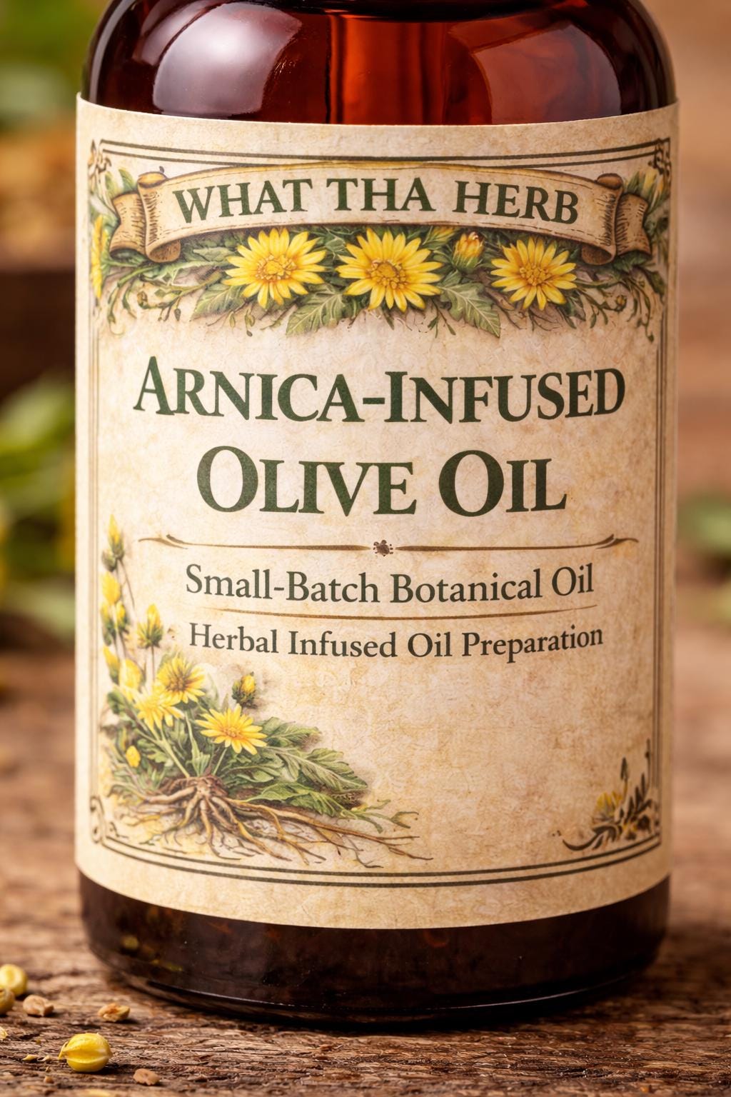 Arnica Infused Olive Oil, Small Batch Botanical Body Oil, Traditional Herbal Preparation