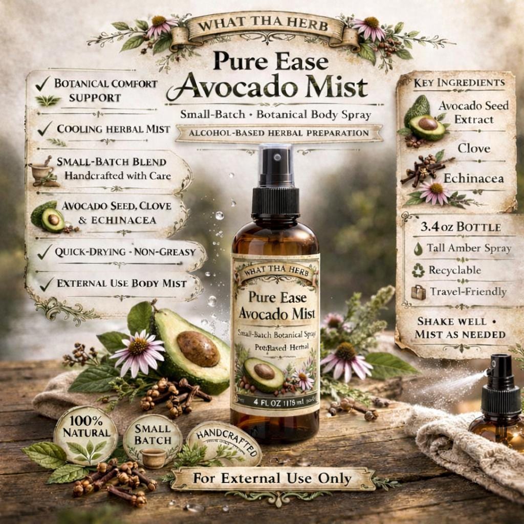 Pure Ease Avocado Mist, Botanical Body Spray, Travel Size Herbal Arnica Clove Spray