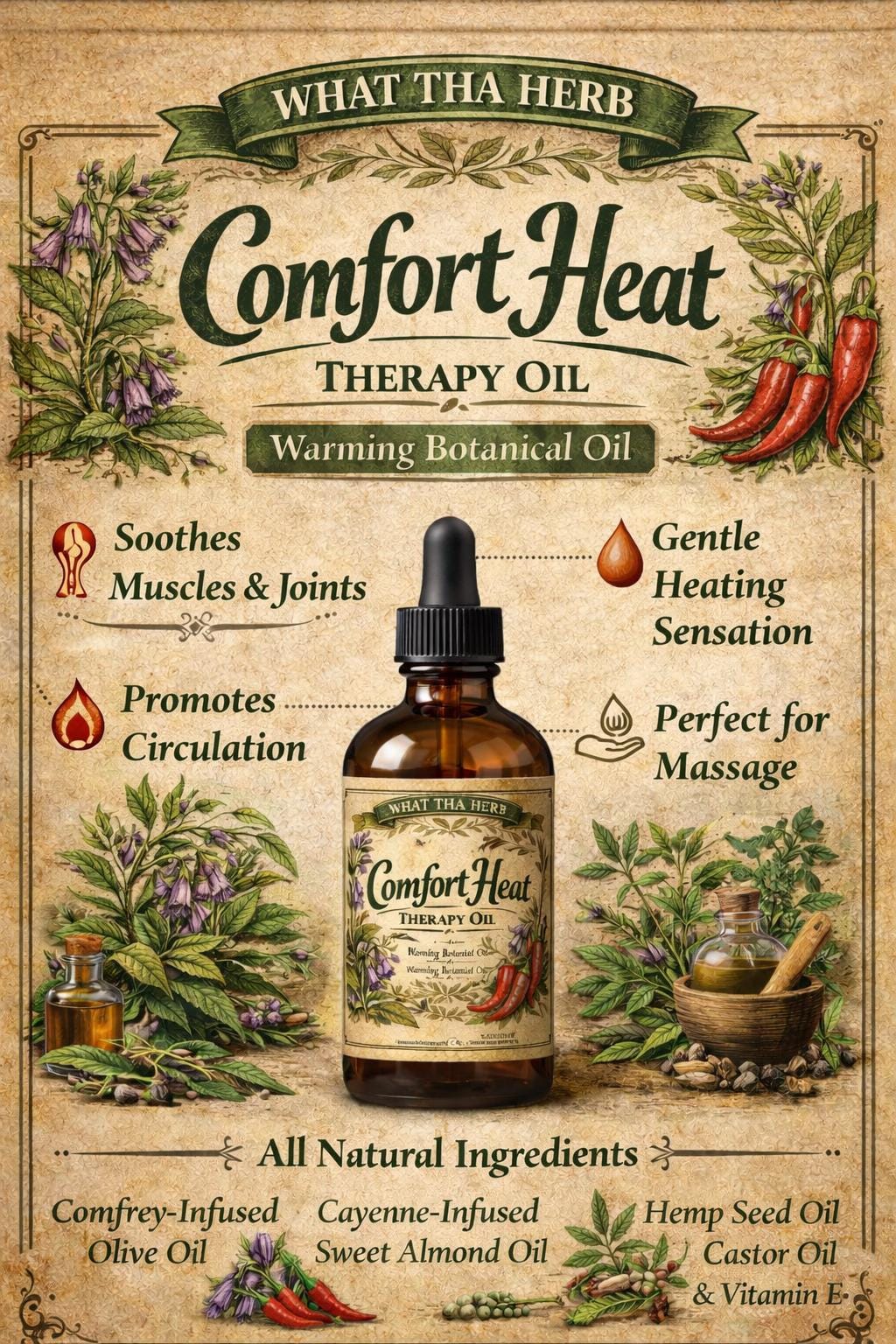 Comfort Heat Therapy Oil | Botanical Heat Massage Blend