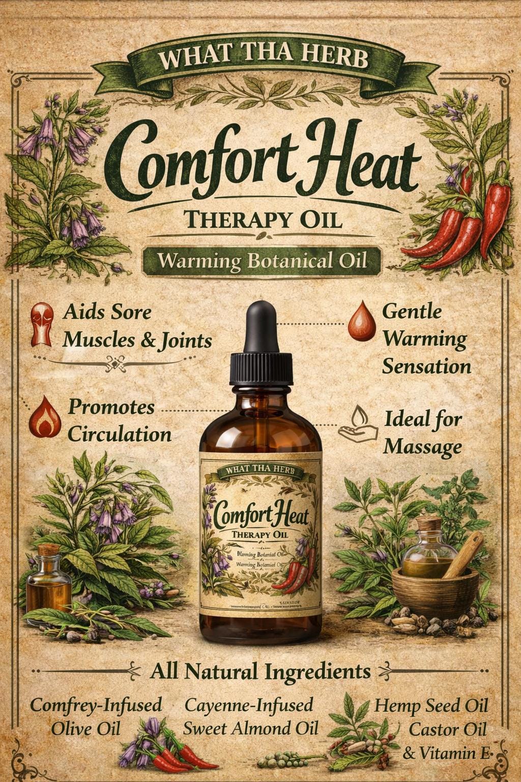 Comfort Heat Therapy Oil | Botanical Heat Massage Blend