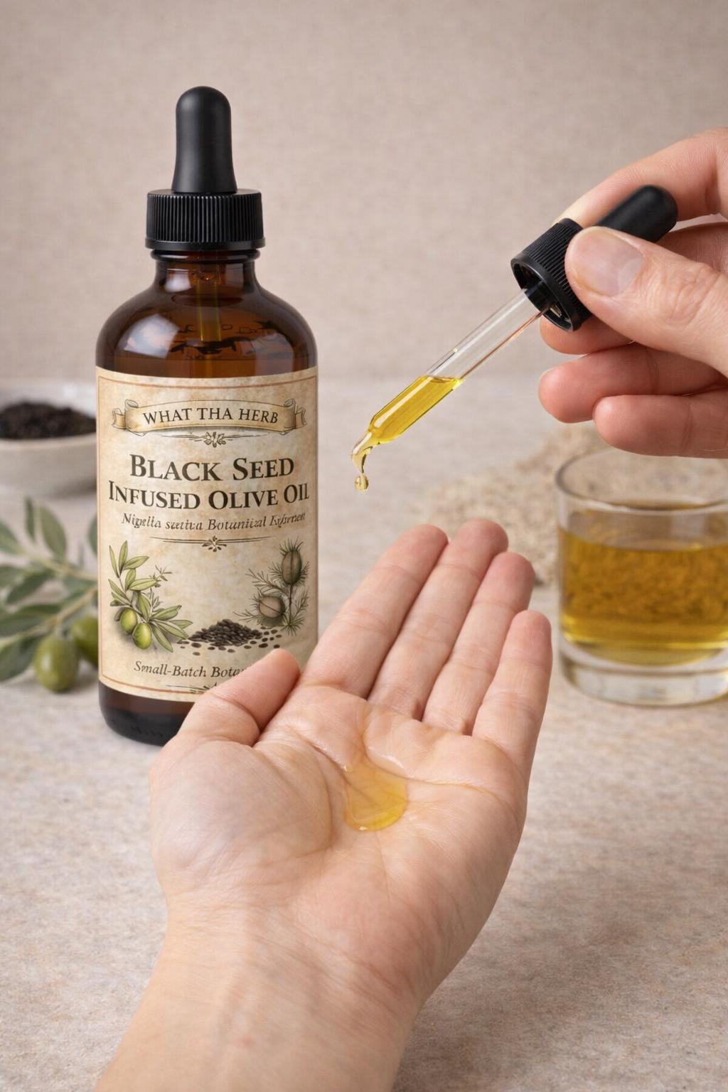 Black Seed Infused Olive Oil | Nigella Sativa Botanical Skin Hair Oil