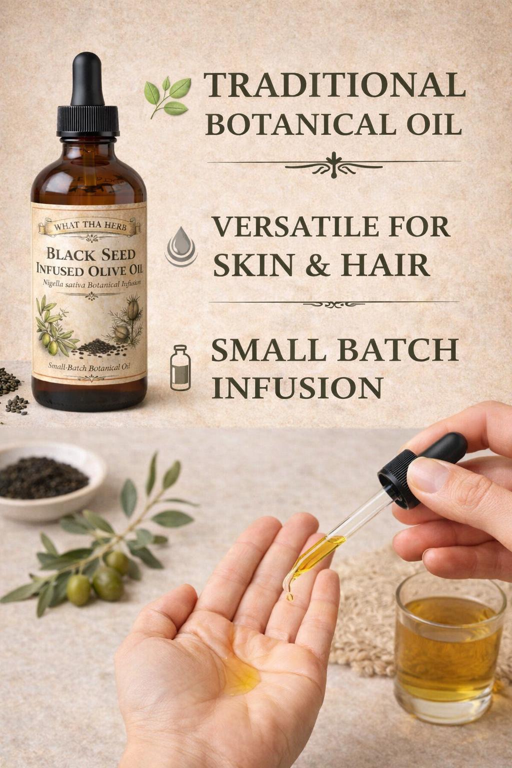 Black Seed Infused Olive Oil | Nigella Sativa Botanical Skin Hair Oil