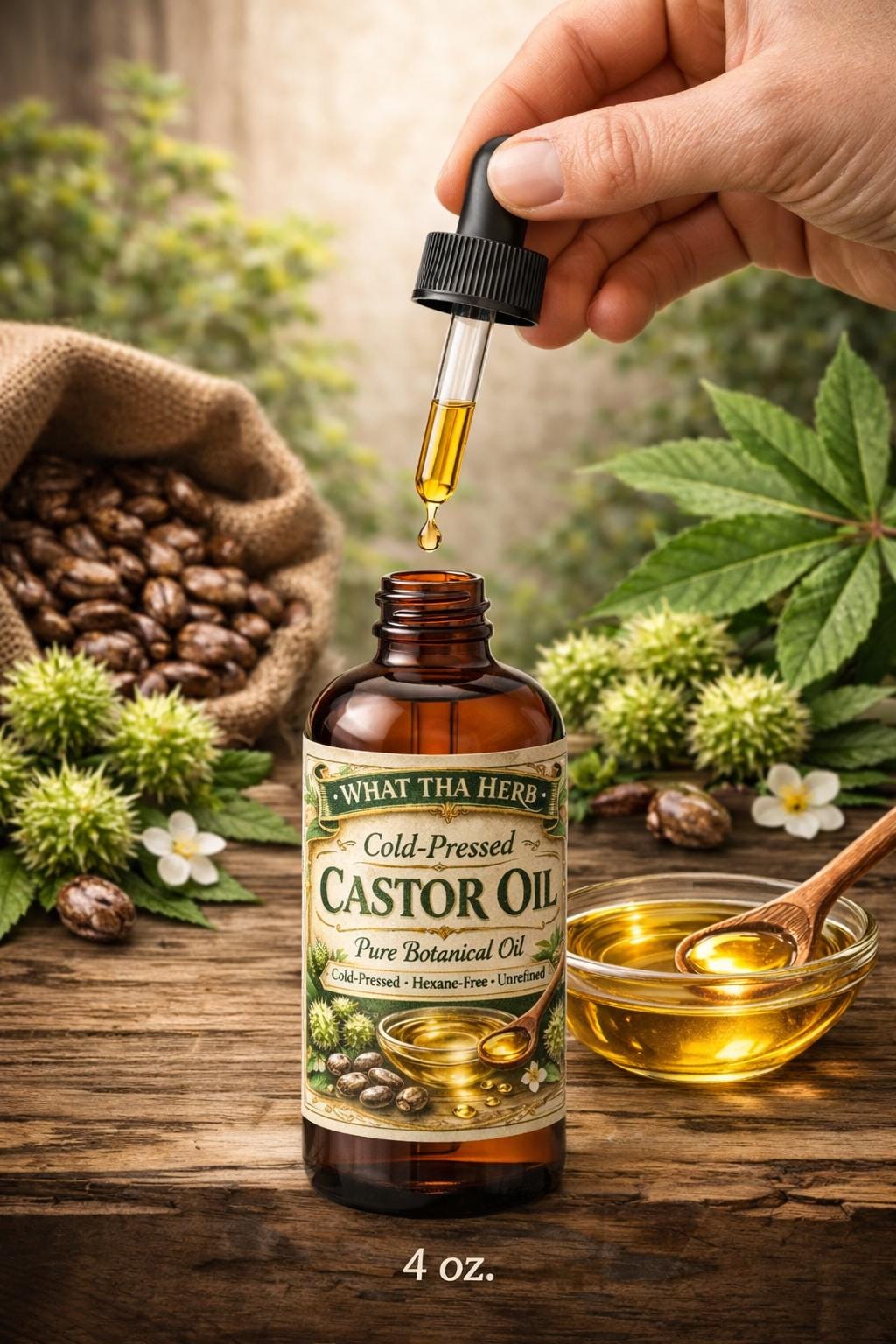 Cold-Pressed/Hexane Free Castor Oil | Pure Botanical Beauty Oil for Hair, Skin