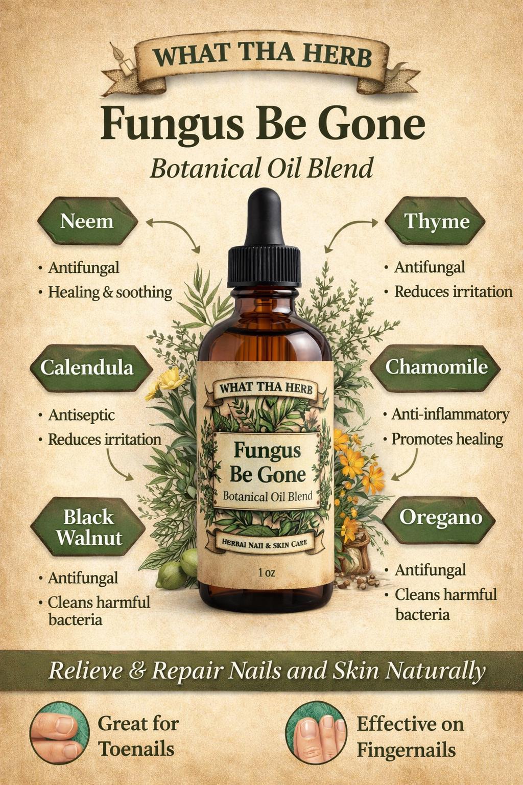 Fungus Be Gone Botanical Oil | Optional Tea Tree | Nail & Foot Care