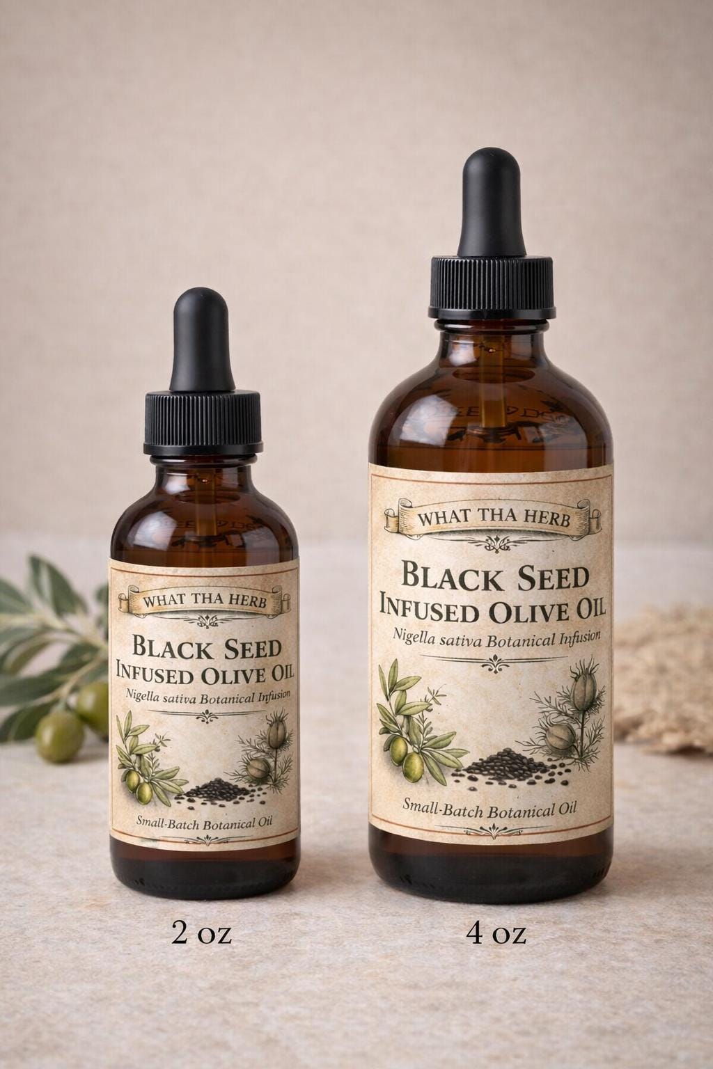 Black Seed Infused Olive Oil | Nigella Sativa Botanical Skin Hair Oil