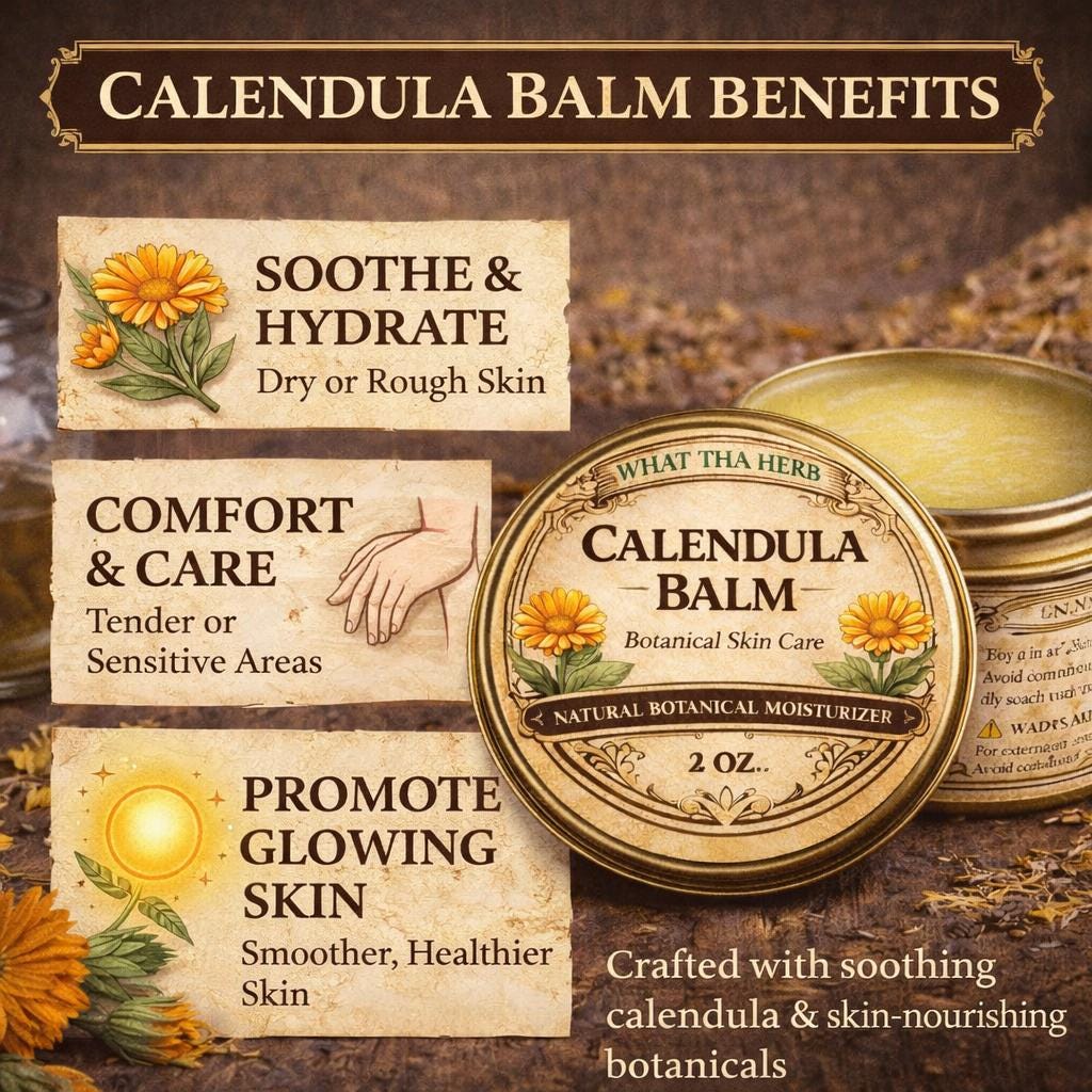 Calendula Balm | Botanical Skin Care Moisturizer | Handcrafted Herbal Balm (2 oz)