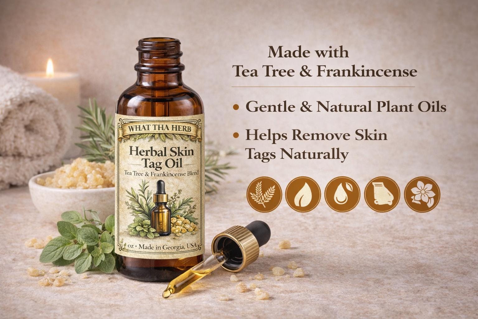 Herbal Skin Tag Oil | Tea Tree & Frankincense Blend