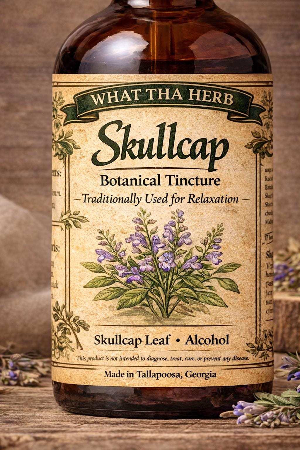 Skullcap Tincture, Herbal Relaxation Blend, Evening Botanical Extract, Alcohol-Based Herbal Drops, Calm Routine Support