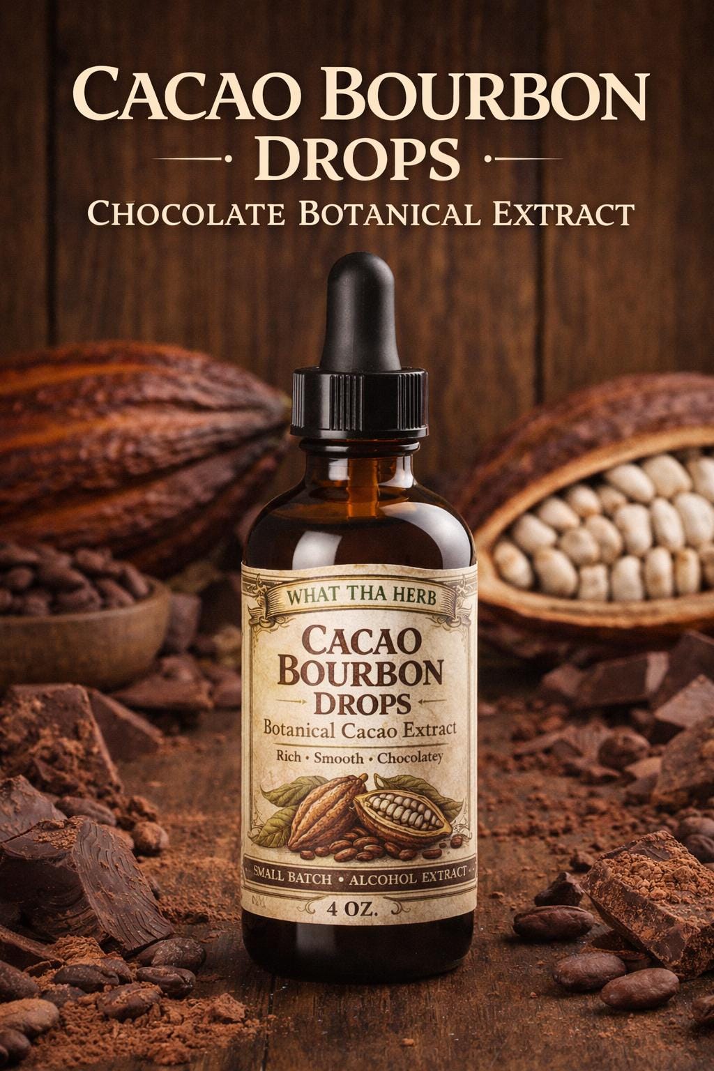 Cacao Bourbon Drops | Small Batch Chocolate Botanical Extract