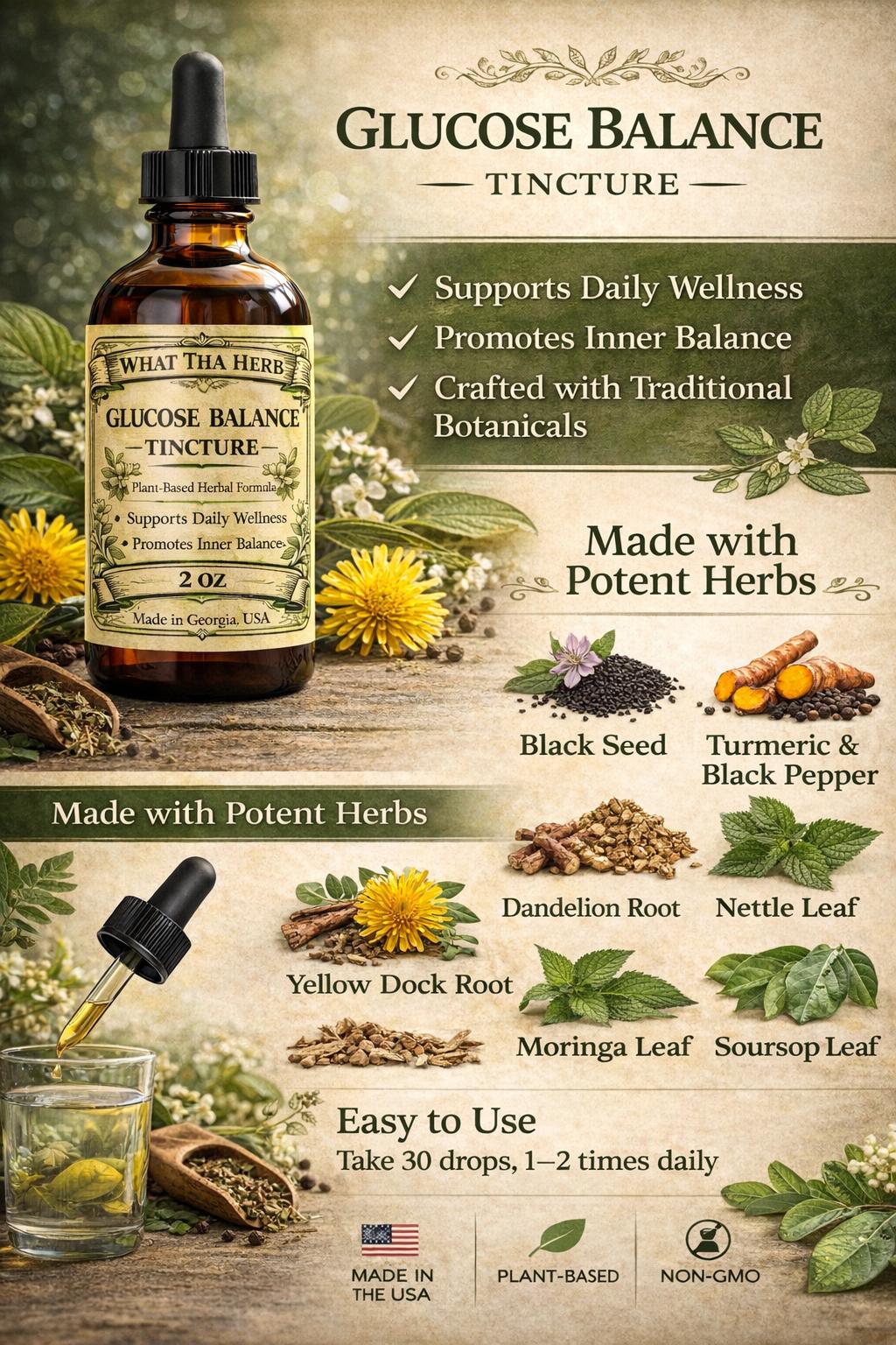 Glucose Balance Duo • Herbal Tincture & Oil Set • Botanical Wellness Pair