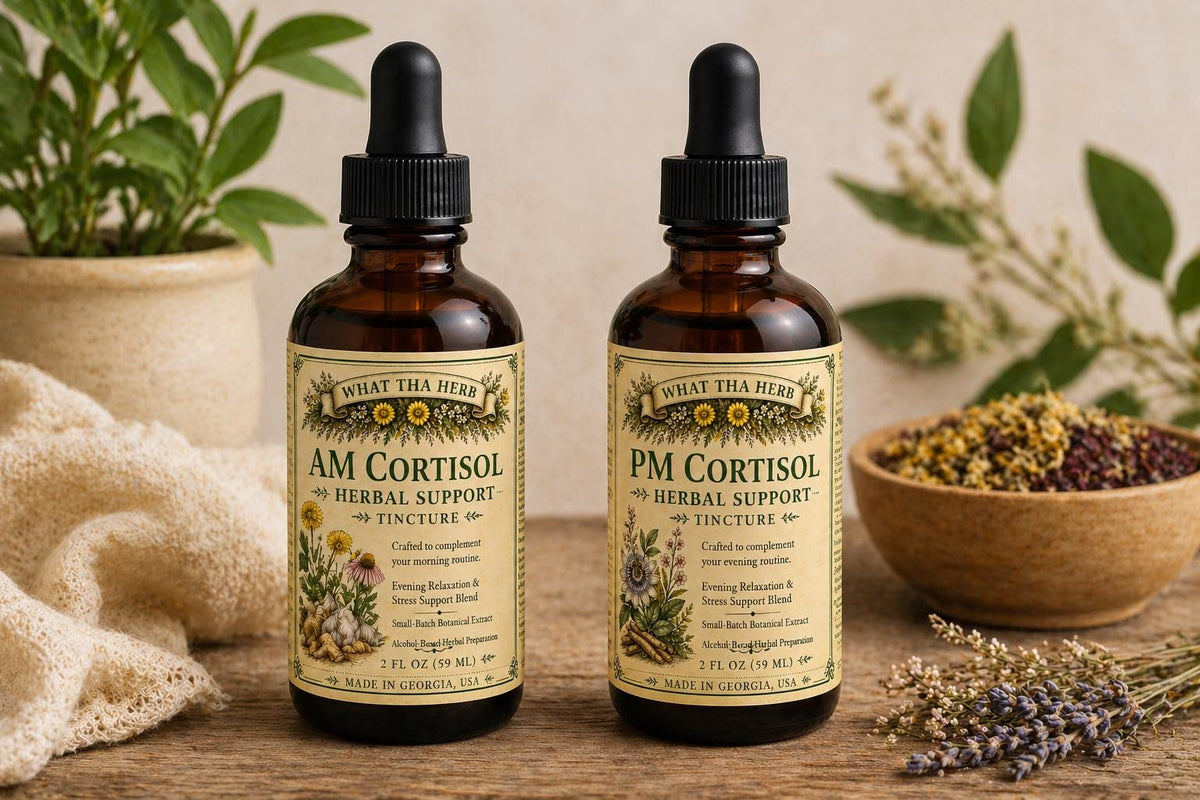 AM PM Cortisol Herbal Tincture Set | Morning Energy & Evening Calm | Daily Balance Routine