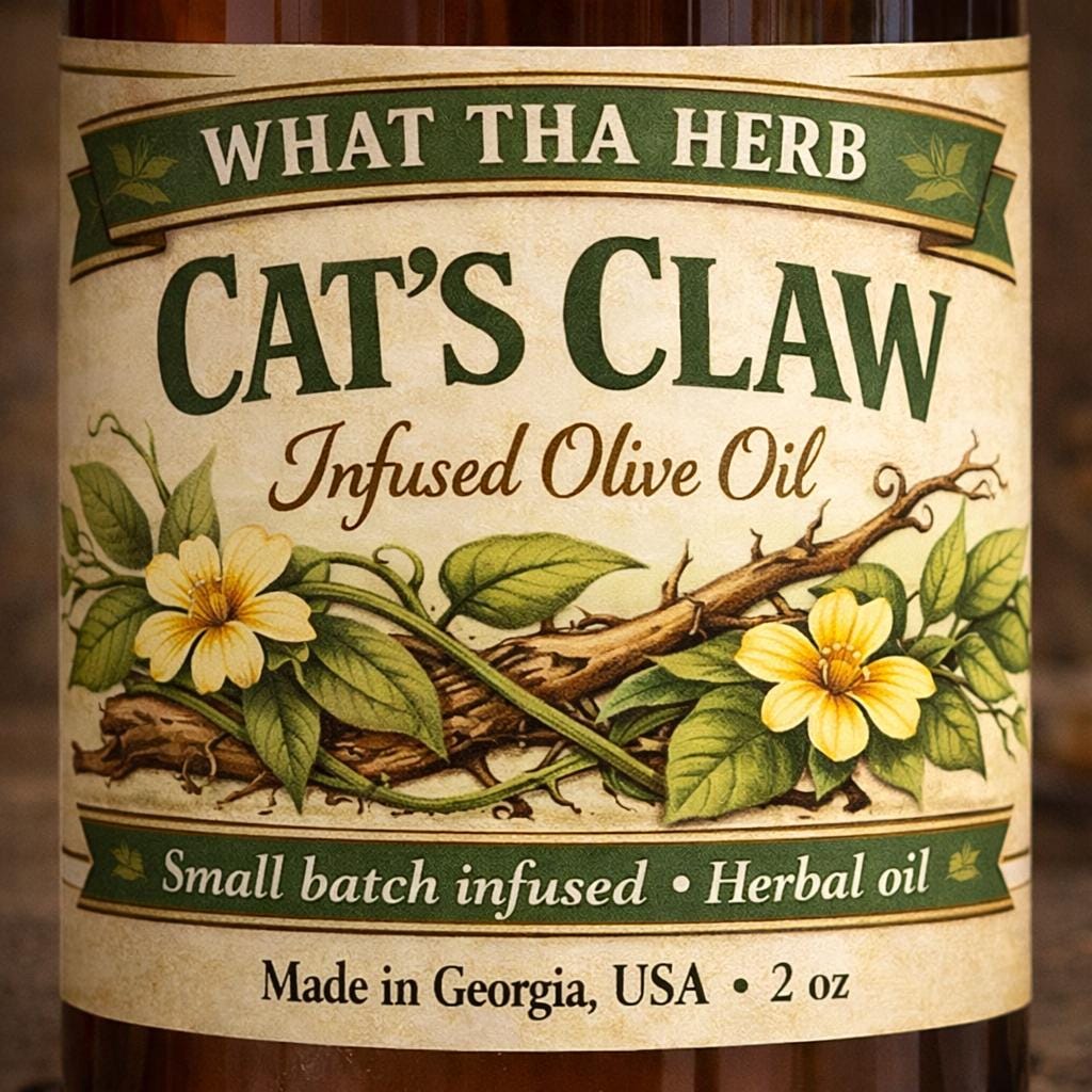 Cat's Claw Infused Olive Oil | Herbal Skin Moisturizer, Small Batch Botanical Blend