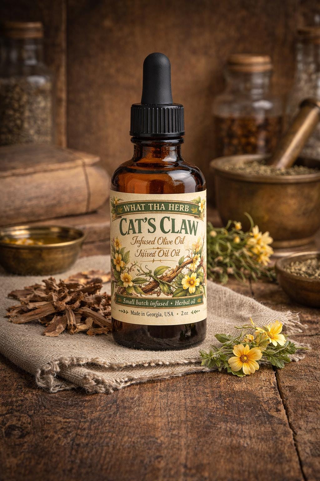 Cat's Claw Infused Olive Oil | Herbal Skin Moisturizer, Small Batch Botanical Blend