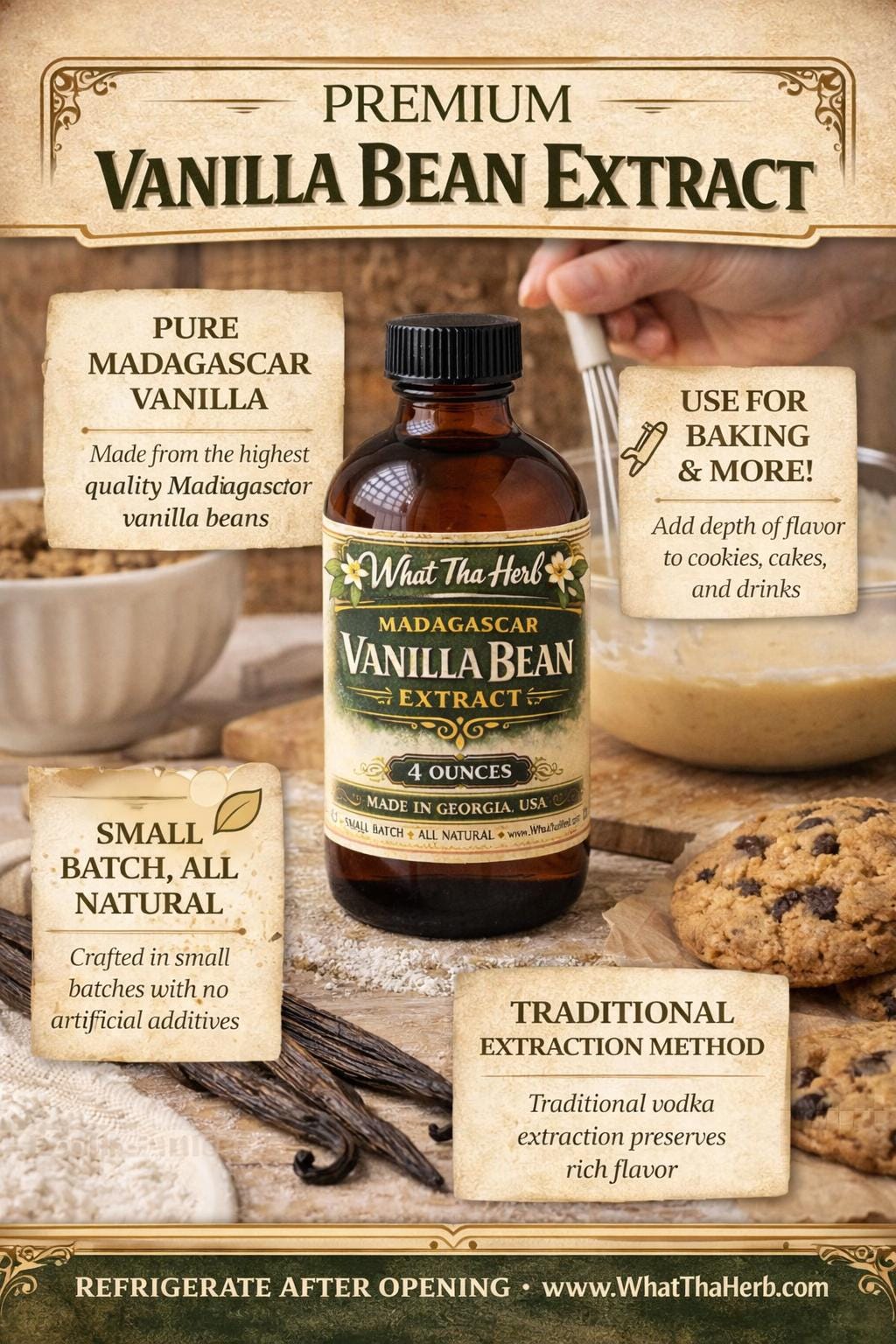 Madagascar Vanilla Bean Extract, Pure Vanilla, 4 oz