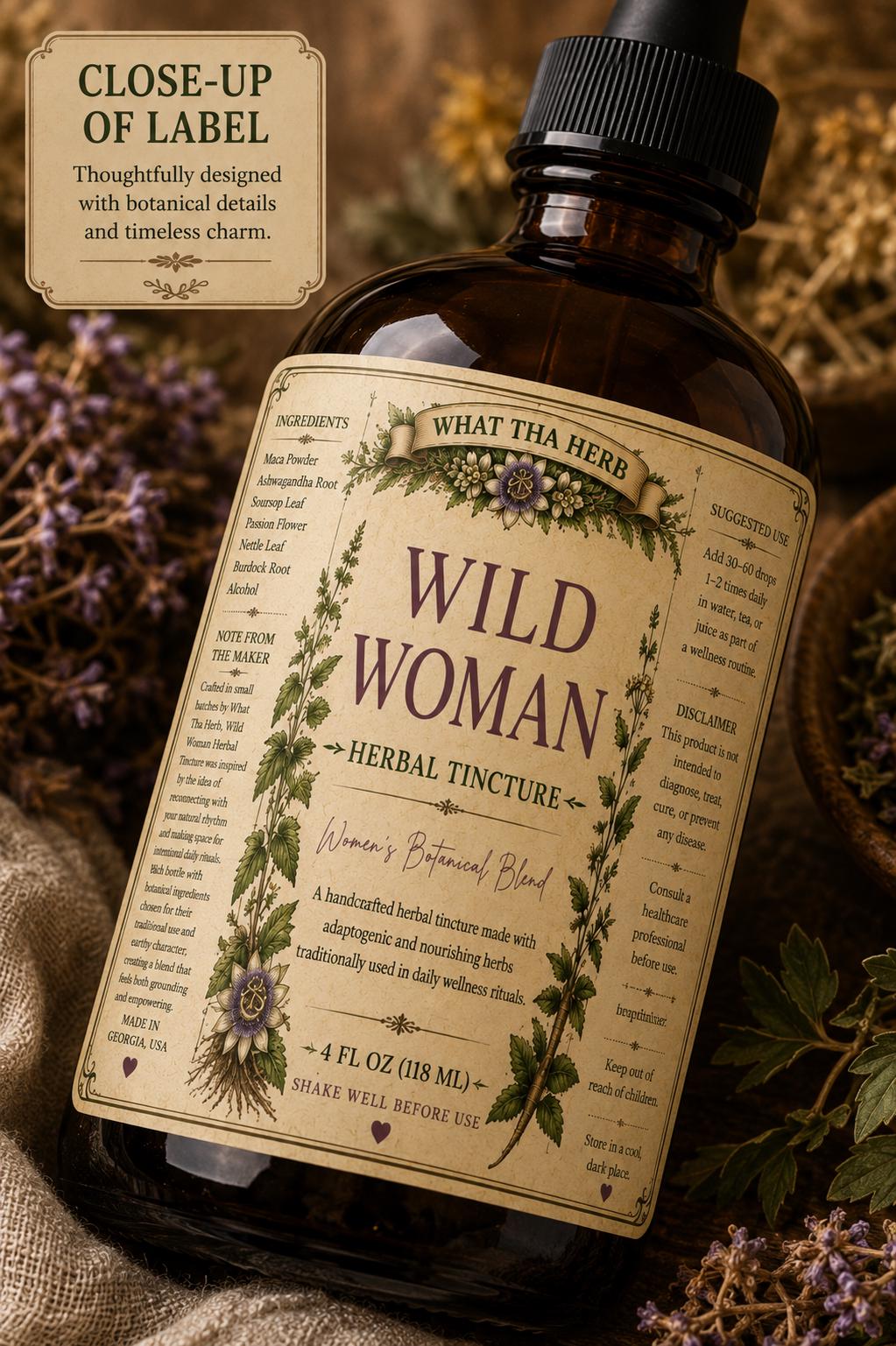 Wild Woman Herbal Tincture | Women’s Botanical Blend | Maca Ashwagandha Herbal Drops | Daily Herbal Ritual