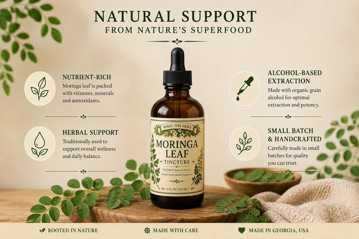 Moringa Leaf Tincture | Botanical Herbal Extract | Alcohol-Based Drops