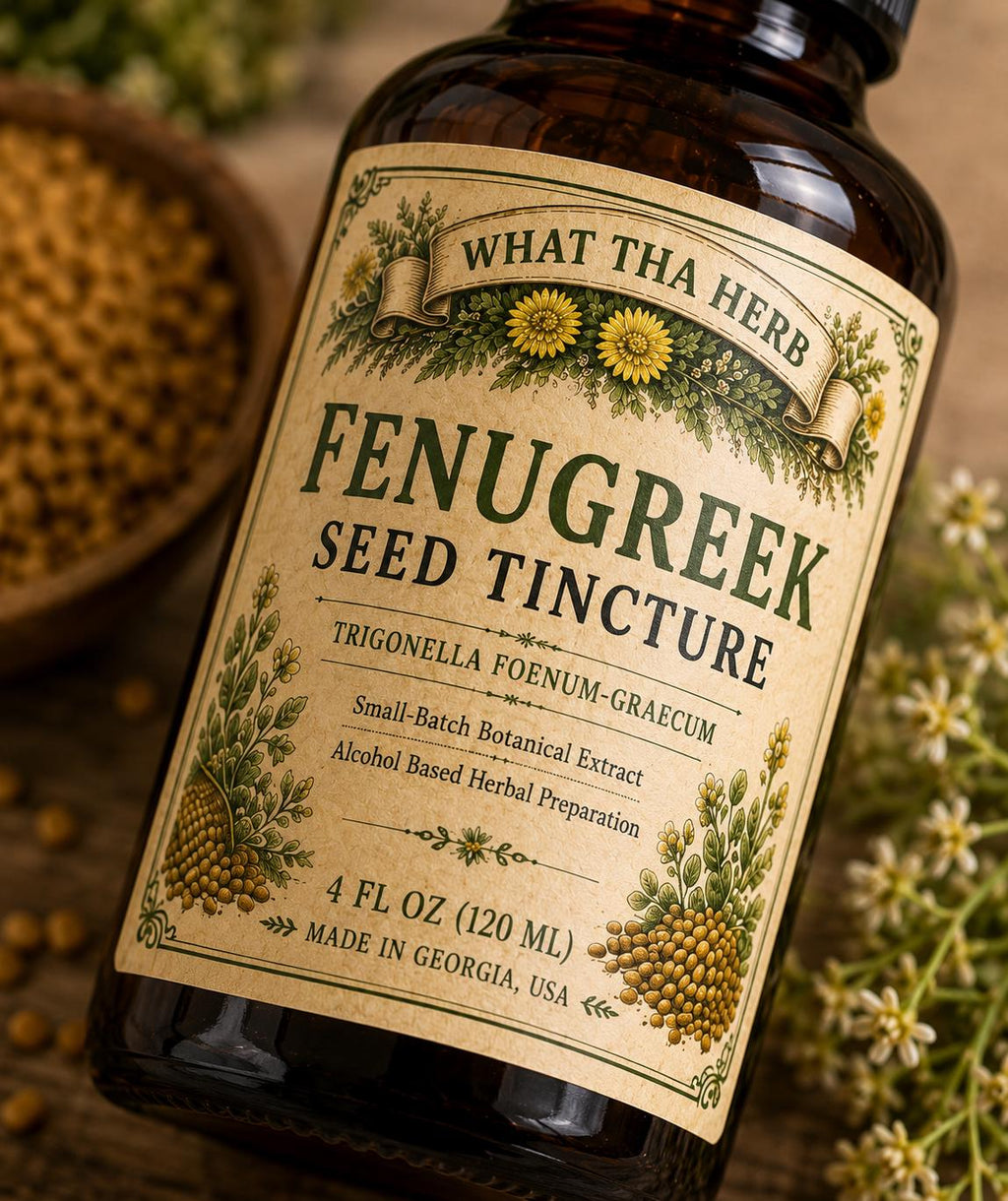 Fenugreek Seed Tincture – 2 oz & 4 oz Amber Glass Dropper Bottle