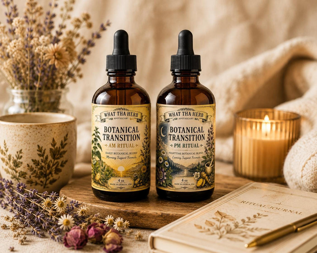 Botanical Transition AM PM Ritual Set | Women's Herbal Tincture Duo, Daily Wellness Blend