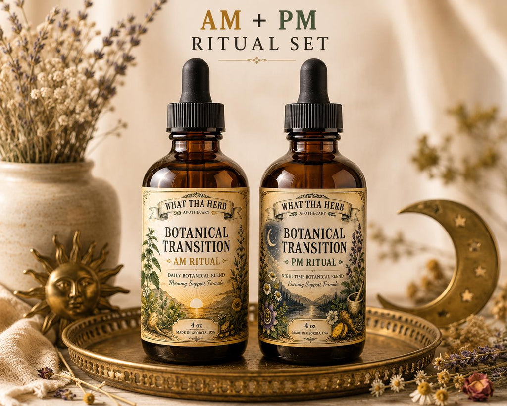 Botanical Transition AM PM Ritual Set | Women's Herbal Tincture Duo, Daily Wellness Blend