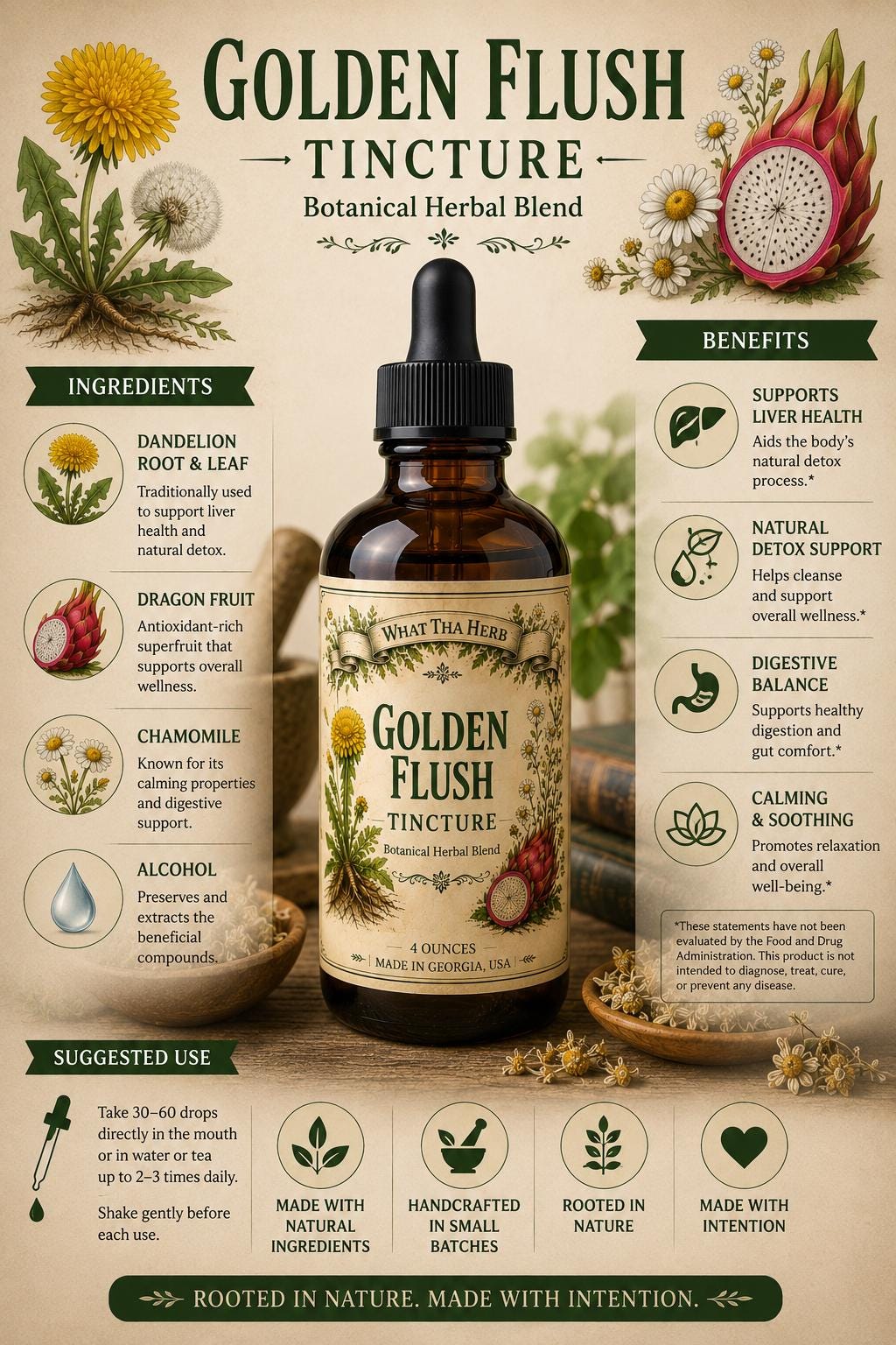Golden Flush Tincture – Liver & Detox Support | Full Spectrum Herbal Extract