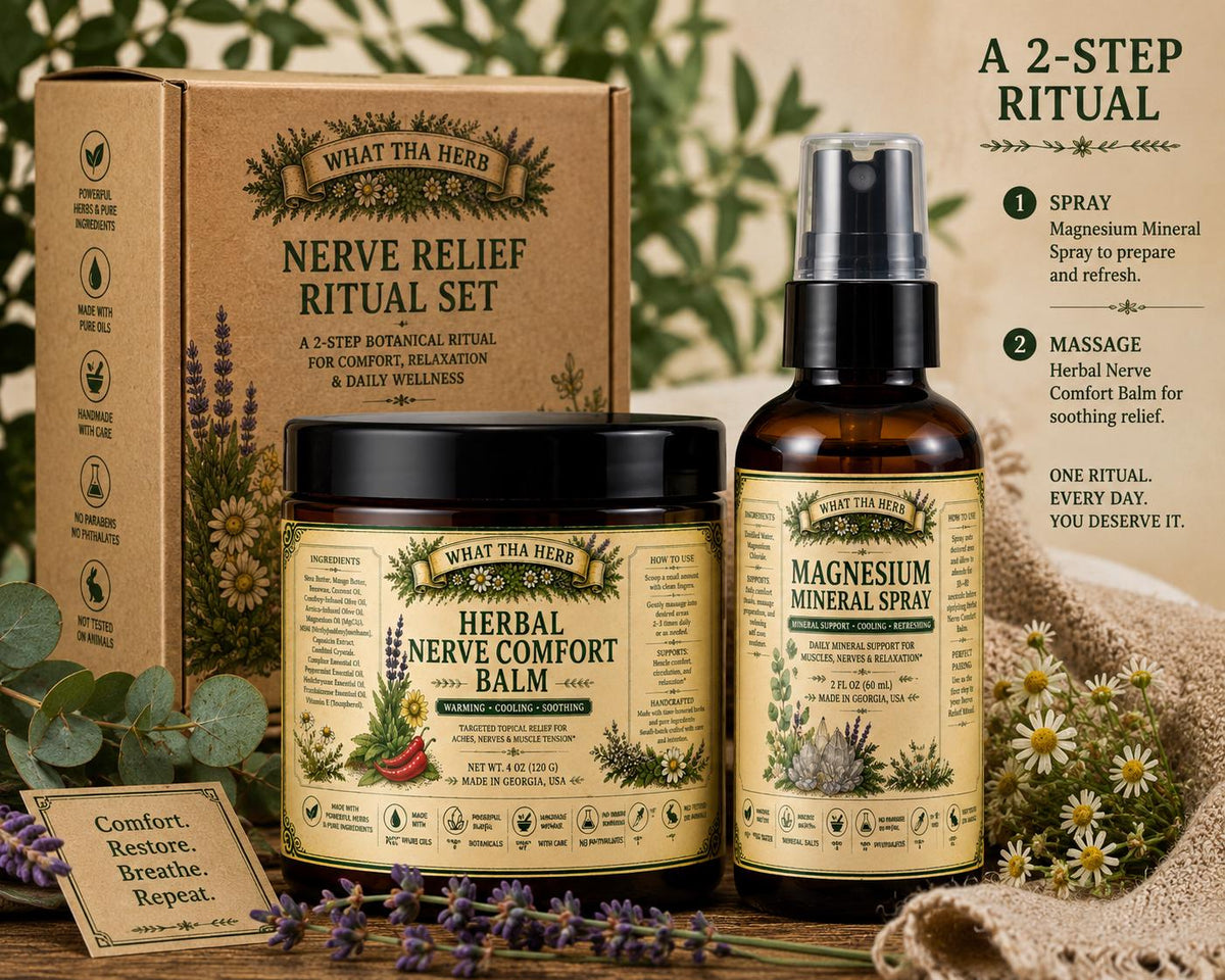 Nerve Relief Ritual Set | Magnesium Spray & Herbal Comfort Balm | 2-Step Botanical Self-Care System