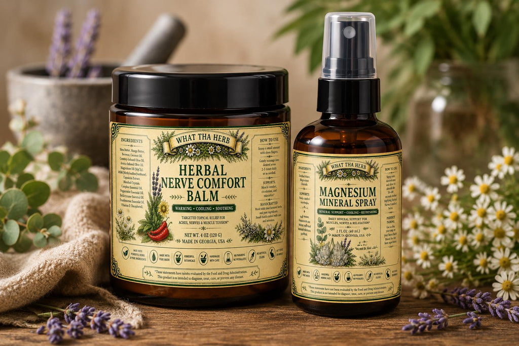 Nerve Relief Ritual Set | Magnesium Spray & Herbal Comfort Balm | 2-Step Botanical Self-Care System