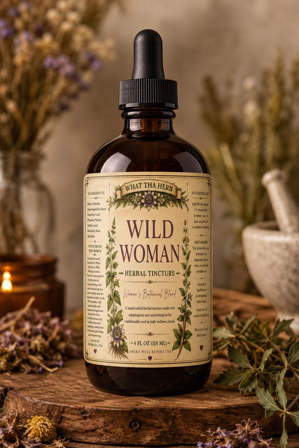 Wild Woman Herbal Tincture | Women’s Botanical Blend | Maca Ashwagandha Herbal Drops | Daily Herbal Ritual