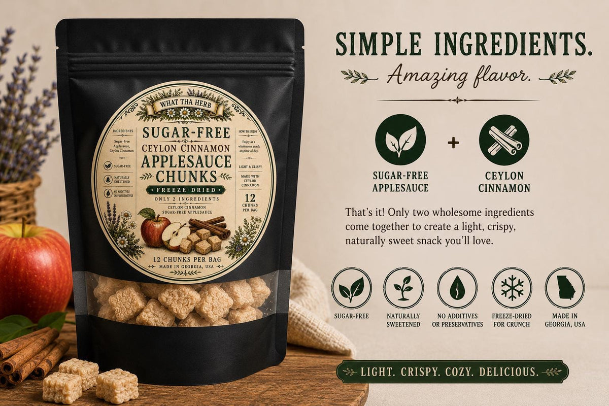 Sugar-Free Freeze-Dried Applesauce Chunks | Ceylon Cinnamon Snack | 12 Count Crunchy Apple Bites