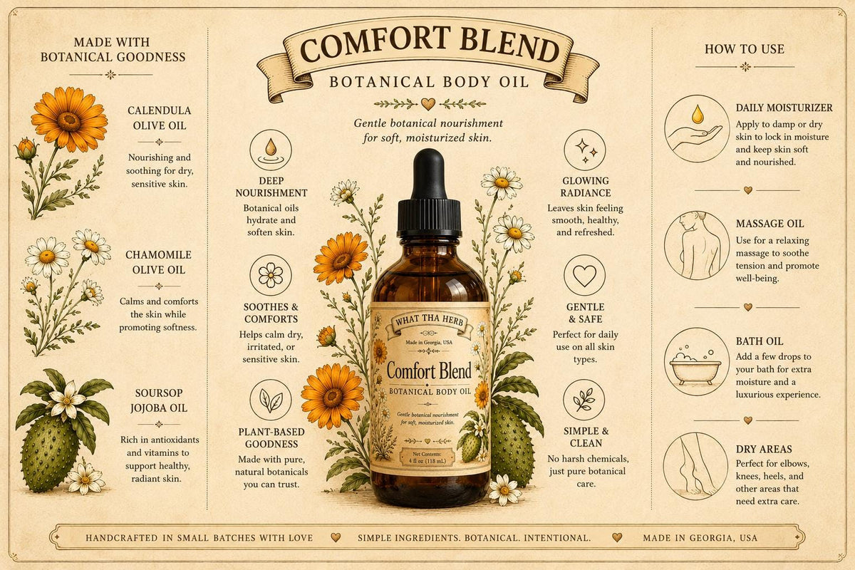 Comfort Blend Botanical Body Oil | Calendula, Chamomile & Soursop Infused Oil