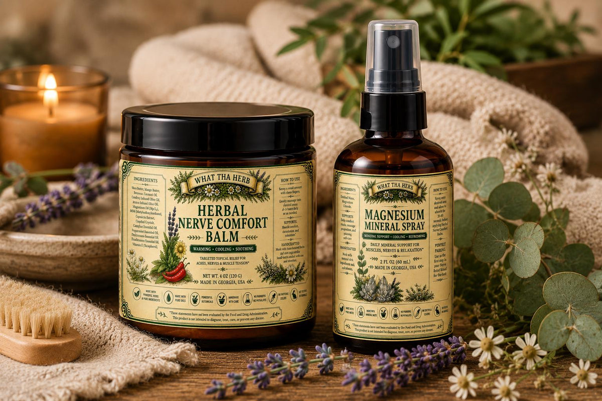 Nerve Relief Ritual Set | Magnesium Spray & Herbal Comfort Balm | 2-Step Botanical Self-Care System