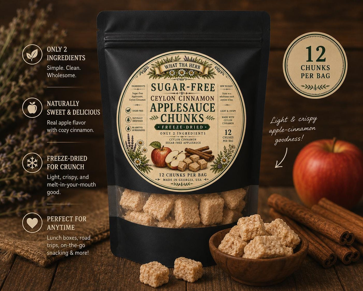 Sugar-Free Freeze-Dried Applesauce Chunks | Ceylon Cinnamon Snack | 12 Count Crunchy Apple Bites