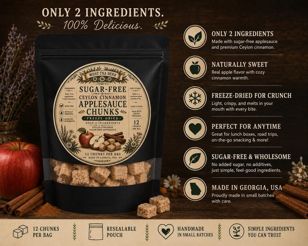 Sugar-Free Freeze-Dried Applesauce Chunks | Ceylon Cinnamon Snack | 12 Count Crunchy Apple Bites