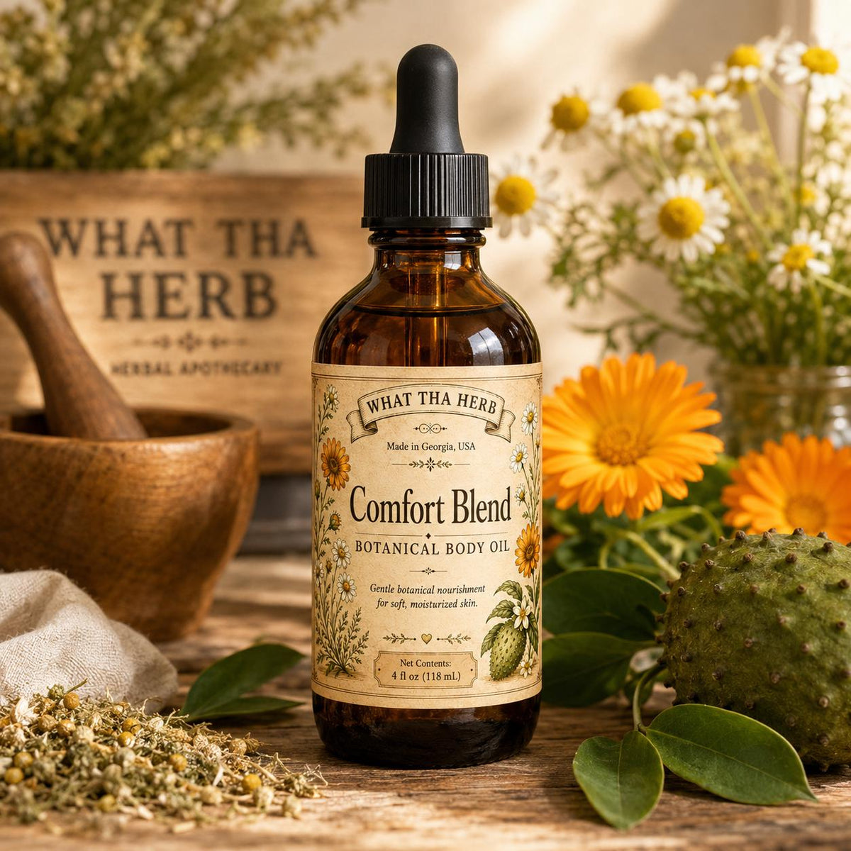 Comfort Blend Botanical Body Oil | Calendula, Chamomile & Soursop Infused Oil