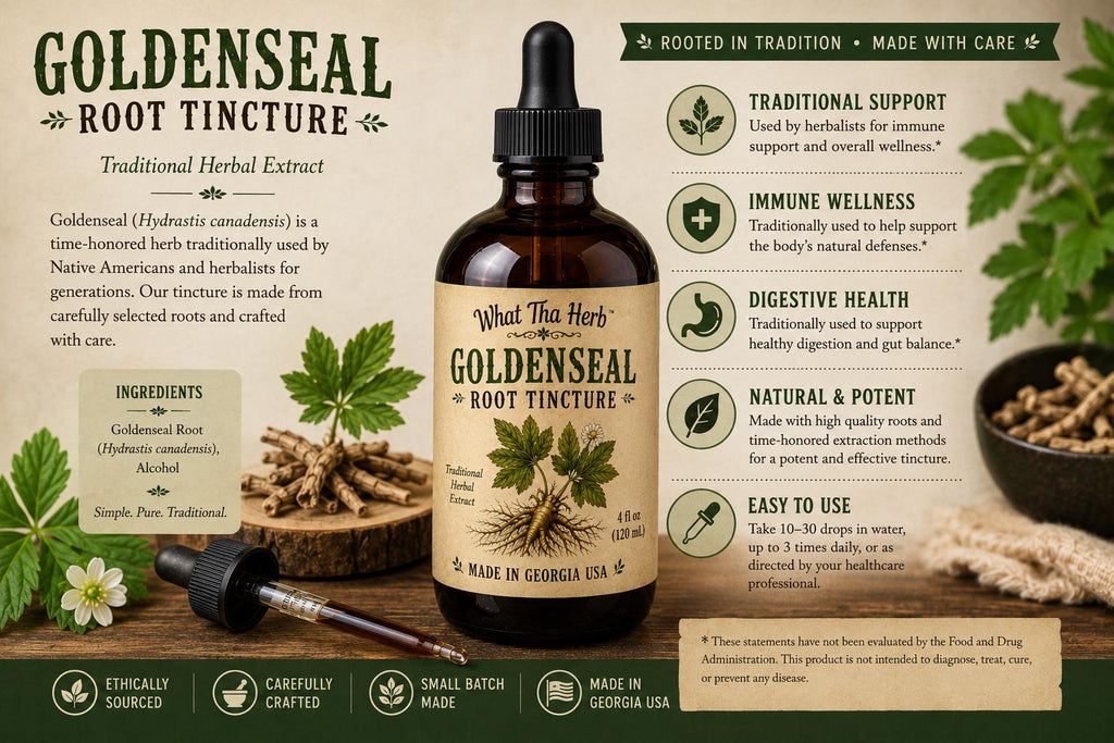 Golden Seal Root Tincture – Herbal Extract | Amber Glass Dropper Bottle