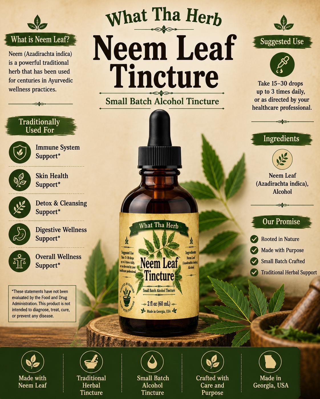 Neem Leaf Tincture | Alcohol Herbal Extract
