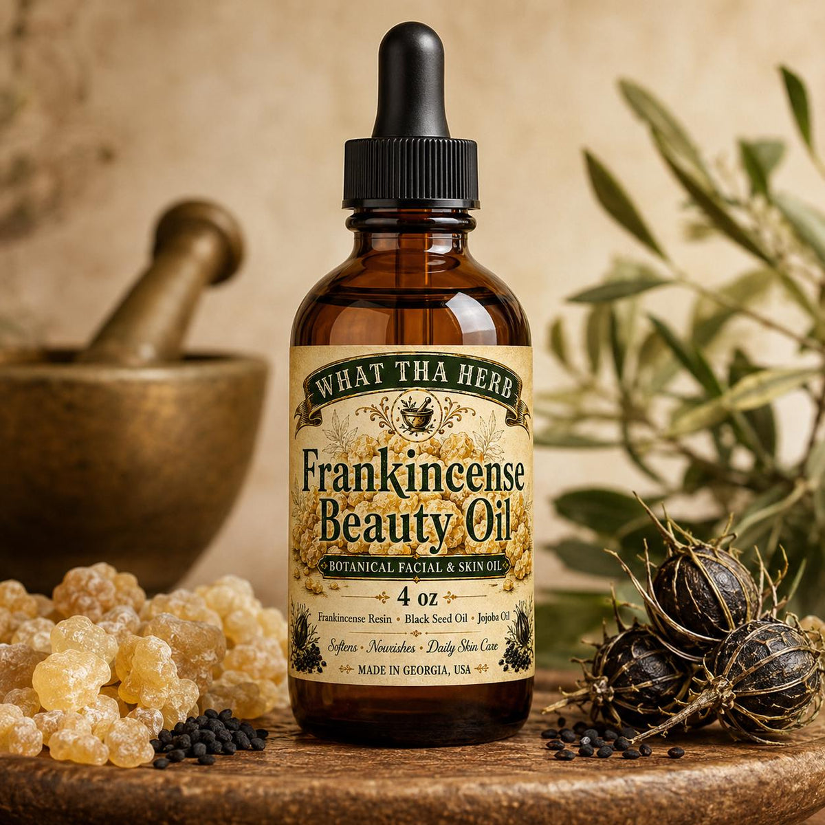 Frankincense Beauty Oil | Black Seed + Frankincense Resin | 1, 2 and 4 oz Dropper Bottle
