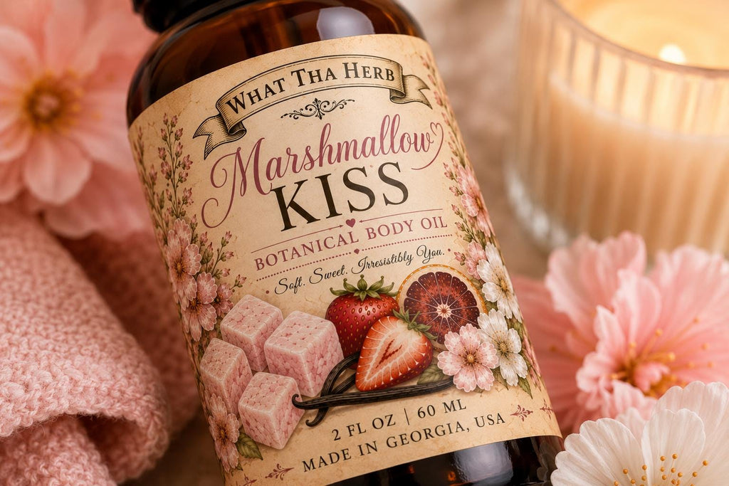 Marshmallow Kiss Botanical Body Oil | Vanilla Bean Jojoba Oil | Sweet Marshmallow & Strawberry Body Oil