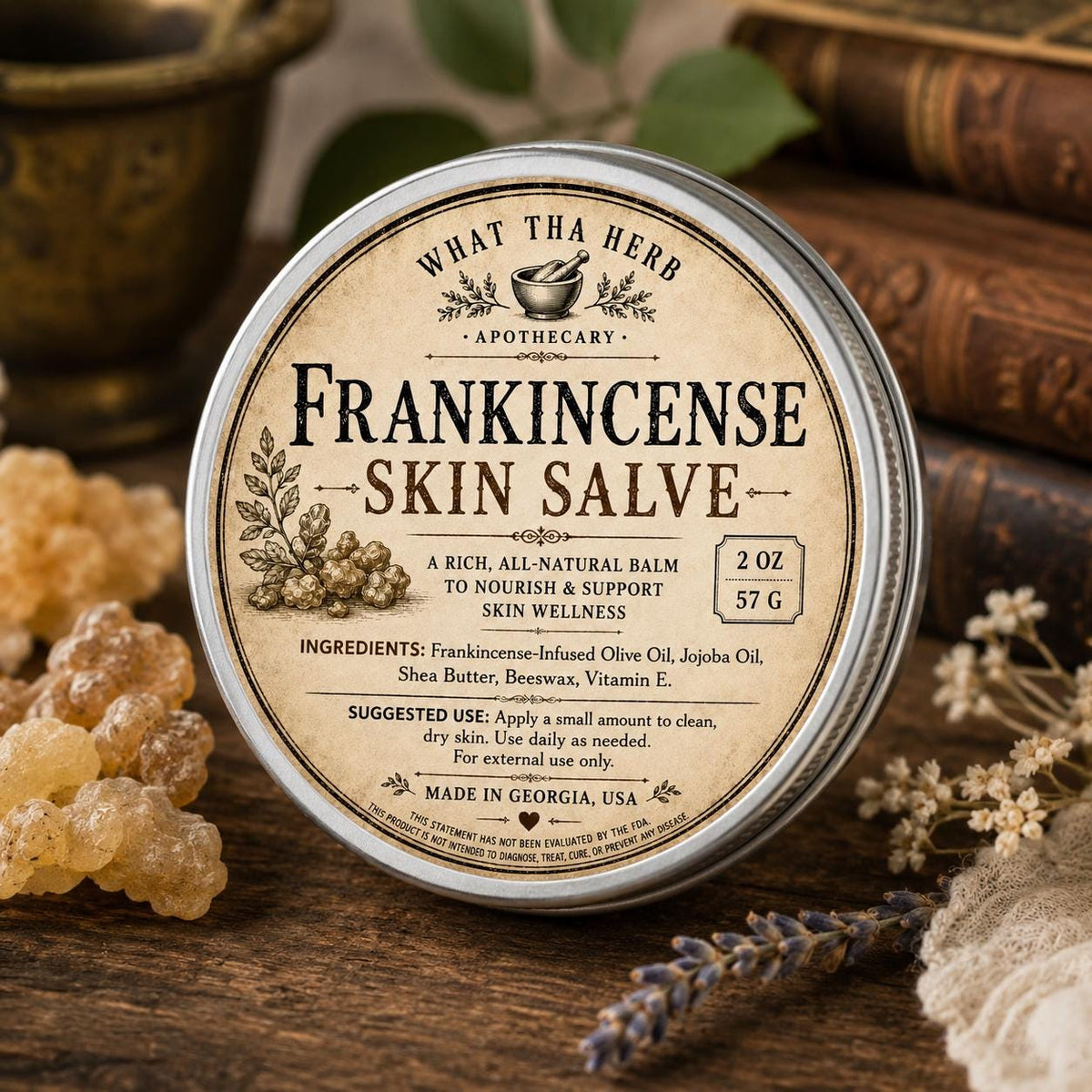 Frankincense Skin Salve | Frankincense Infused Olive Oil Balm | Botanical Moisturizing Salve | Dry Skin Support