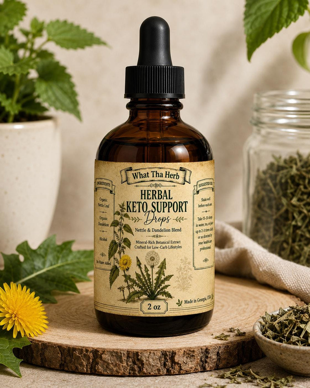 Herbal Keto Support Drops | Nettle & Dandelion Blend | Mineral-Rich Botanical Extract