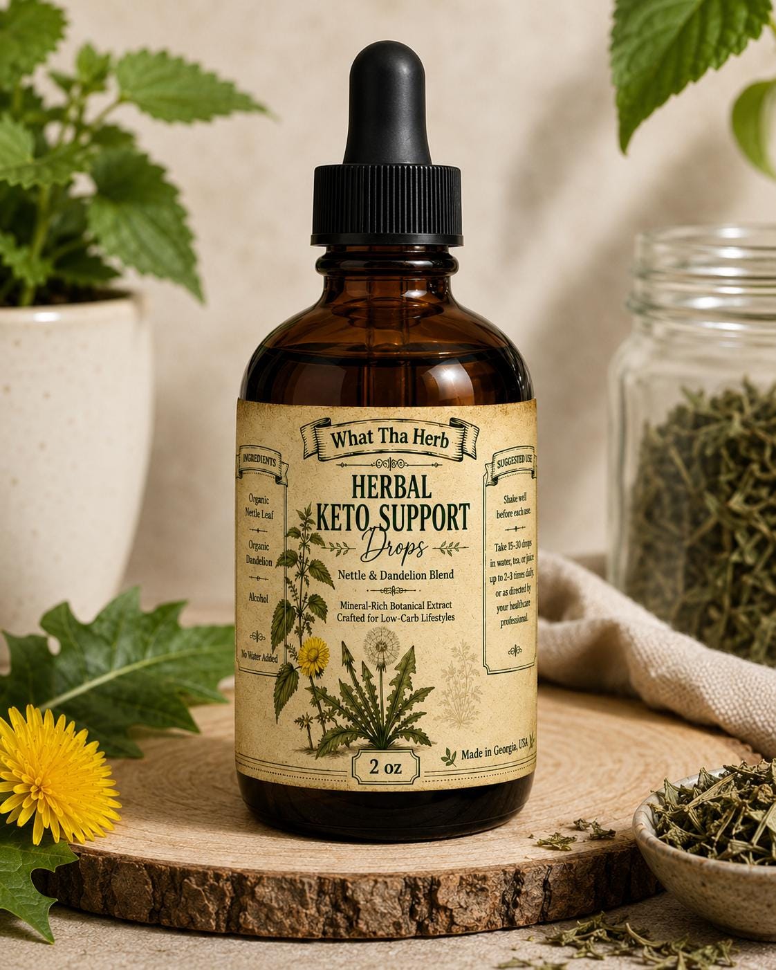 Herbal Keto Support Drops | Nettle & Dandelion Blend | Mineral-Rich Botanical Extract