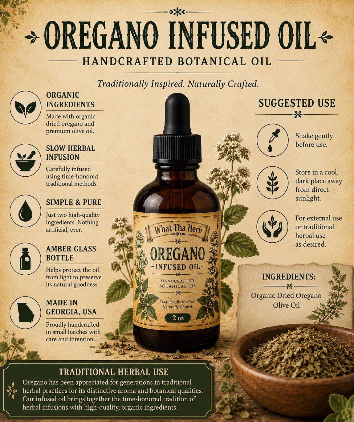 Organic Oregano Infused Oil | Handcrafted Botanical Herbal Oil | Traditional Herbal Infusion