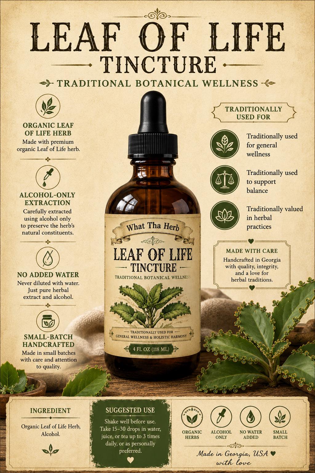 Organic Leaf of Life Tincture | Herbal Extract | Traditional Botanical Wellness