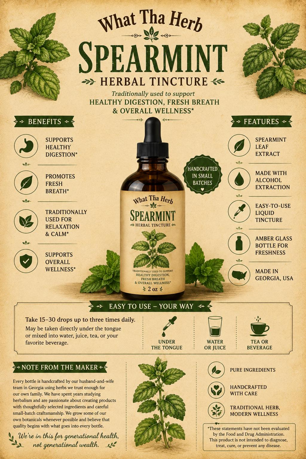 Spearmint Herbal Tincture | Handcrafted Herbal Extract
