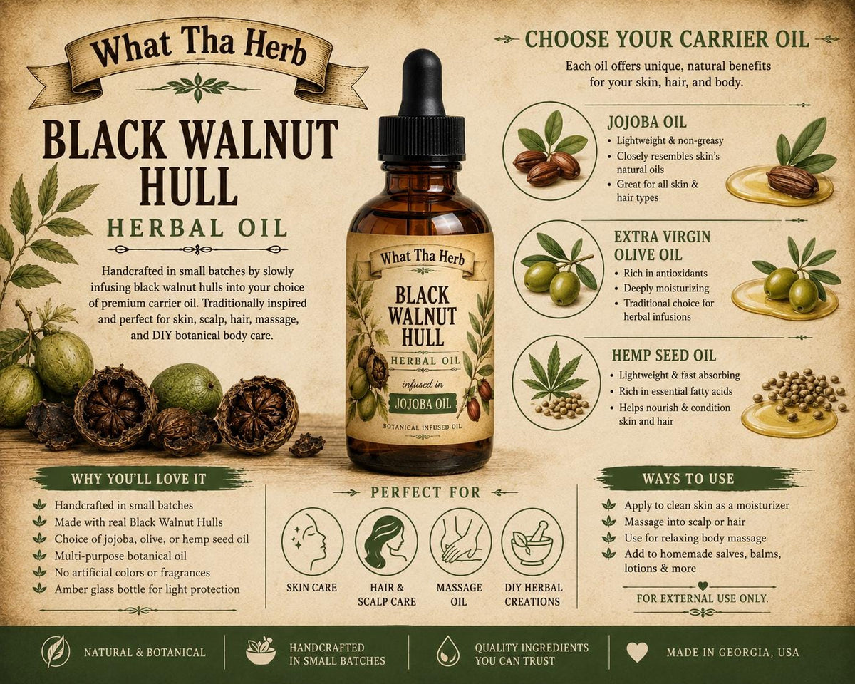Black Walnut Hull Herbal Oil | Botanical Skin, Hair & Scalp Oil