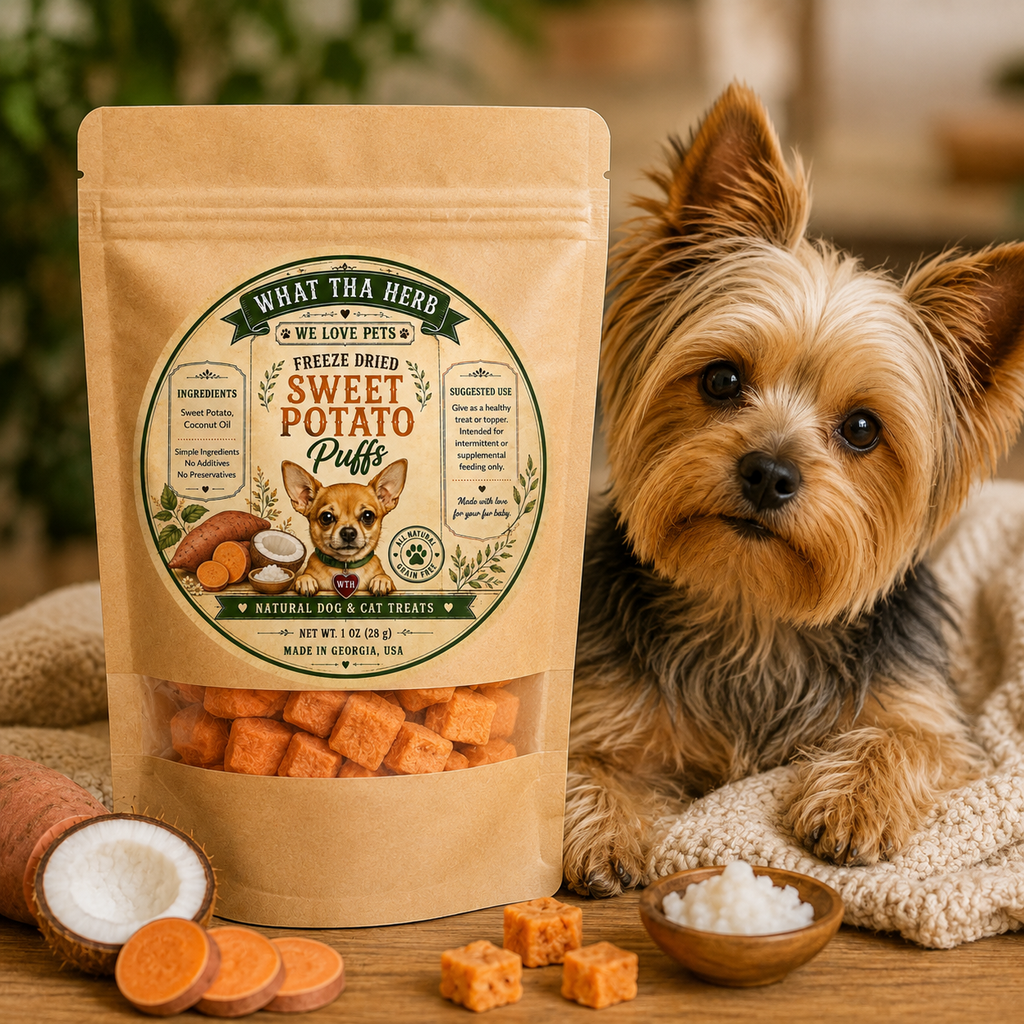 Freeze-Dried Pumpkin & Sweet Potato Puffs for Dogs & Cats